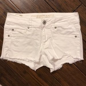 American eagle white distressed jean shorts